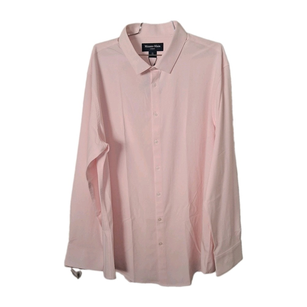 NWT Mizzen+Main Shirt Mens 2XL Leeward Pink Trim Fit Stretch Dress Shirt $158.00